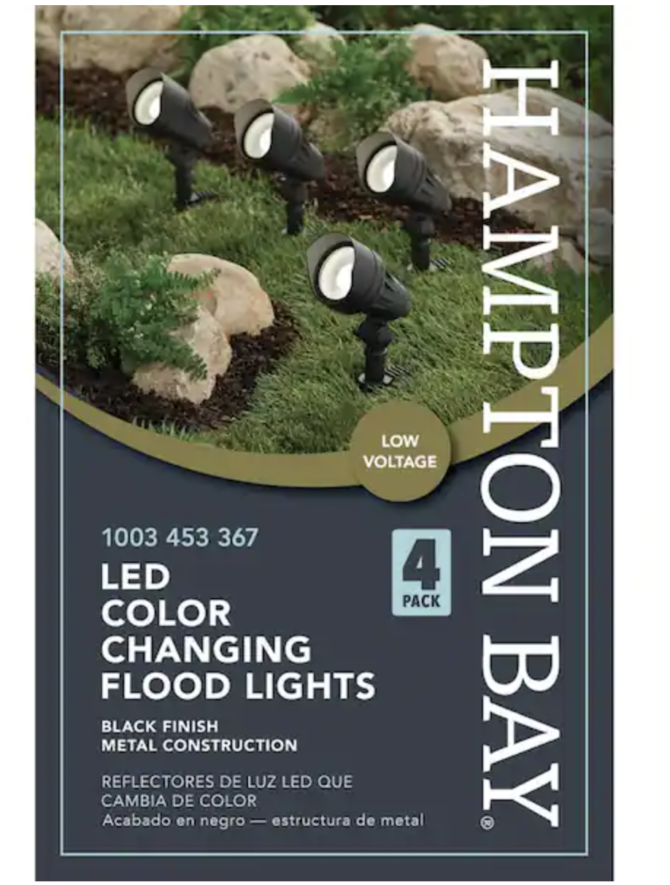 50-Watt Equivalent Low Voltage Millennium Black Adjustable Color Integrated LED Outdoor Landscape Flood Light (4-Pack)