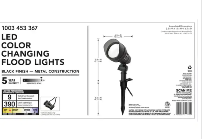50-Watt Equivalent Low Voltage Millennium Black Adjustable Color Integrated LED Outdoor Landscape Flood Light (4-Pack)